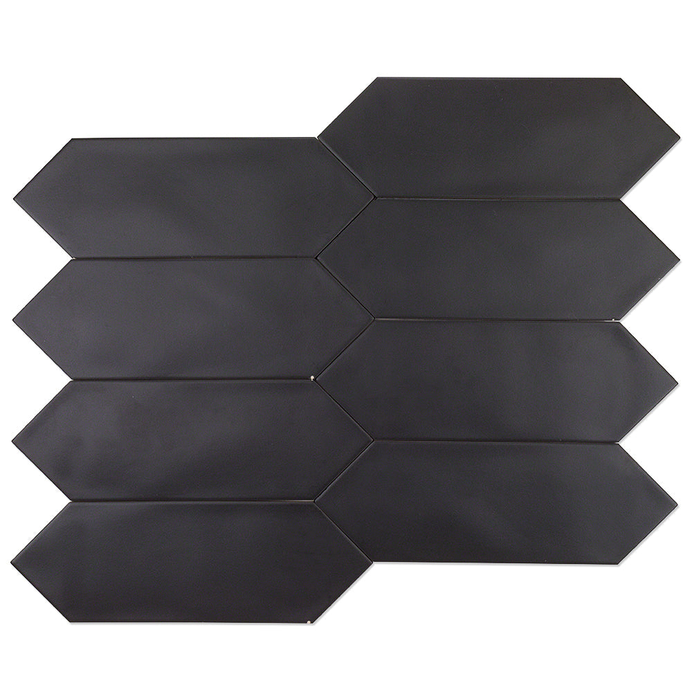 Aliante Black 4x12 Picket Matte Porcelain Tile for Walls and Floors