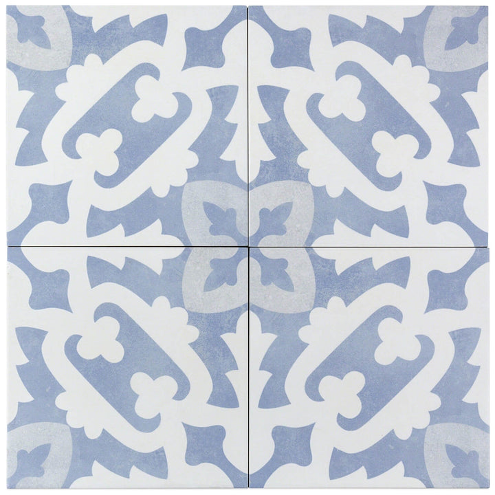 Bond Tile Moma Light Blue Encaustic 9x9 Glazed Porcelain Tile