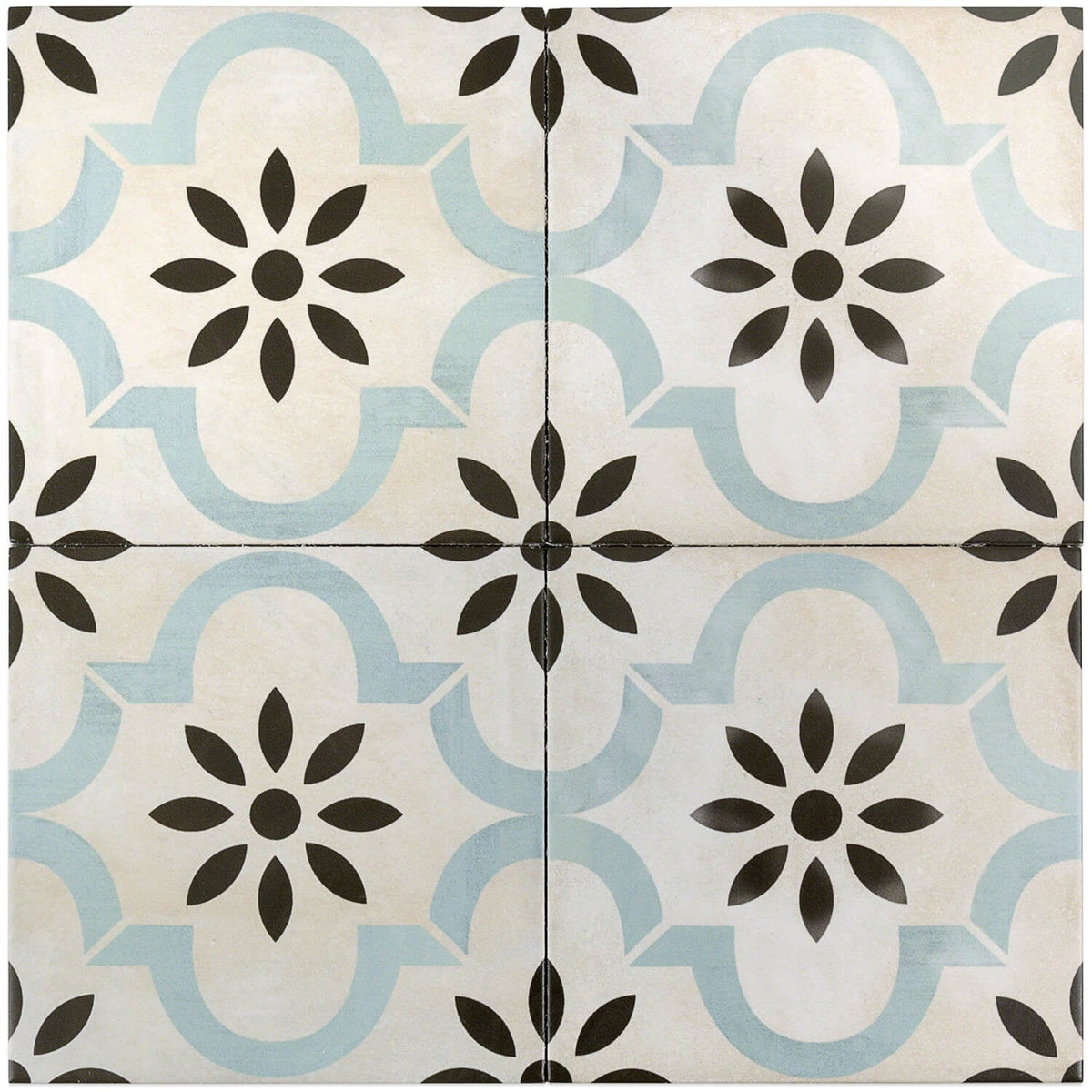 Bond Tile Prado Beige & Green Encaustic Look 9x9 Glazed Porcelain Tile