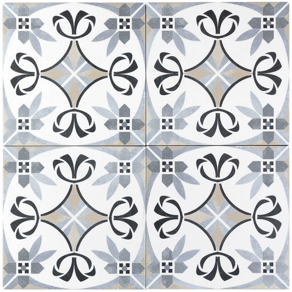 Bella Royale Gray 9x9 Matte Porcelain Tile - Encaustic Look