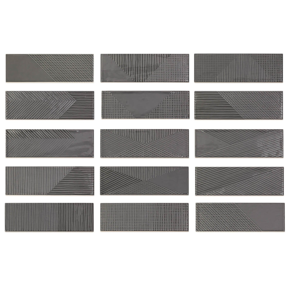 Tilebar Enigma Graphite Gray 2x8 Polished Textured Ceramic Wall Tile