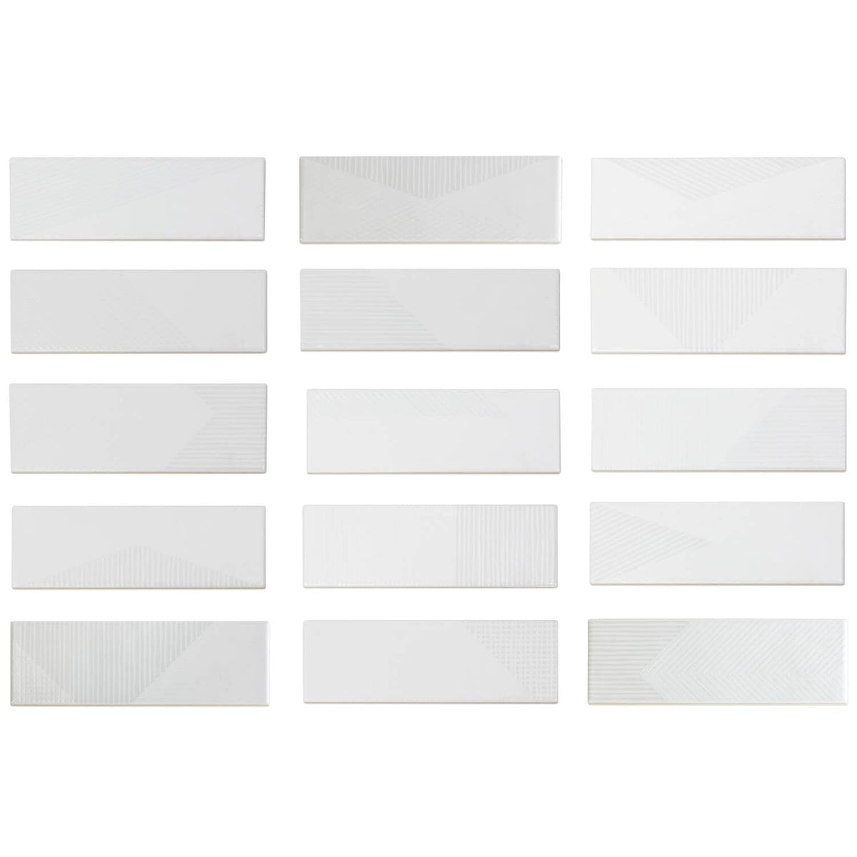 Enigma White 2x8 Textured Polished Ceramic Subway Tile - Lux Tile