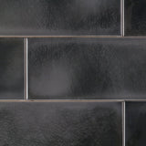 Diesel Camp Smoke Black 4x12 Glossy Ceramic Subway Tile - Lux Tile