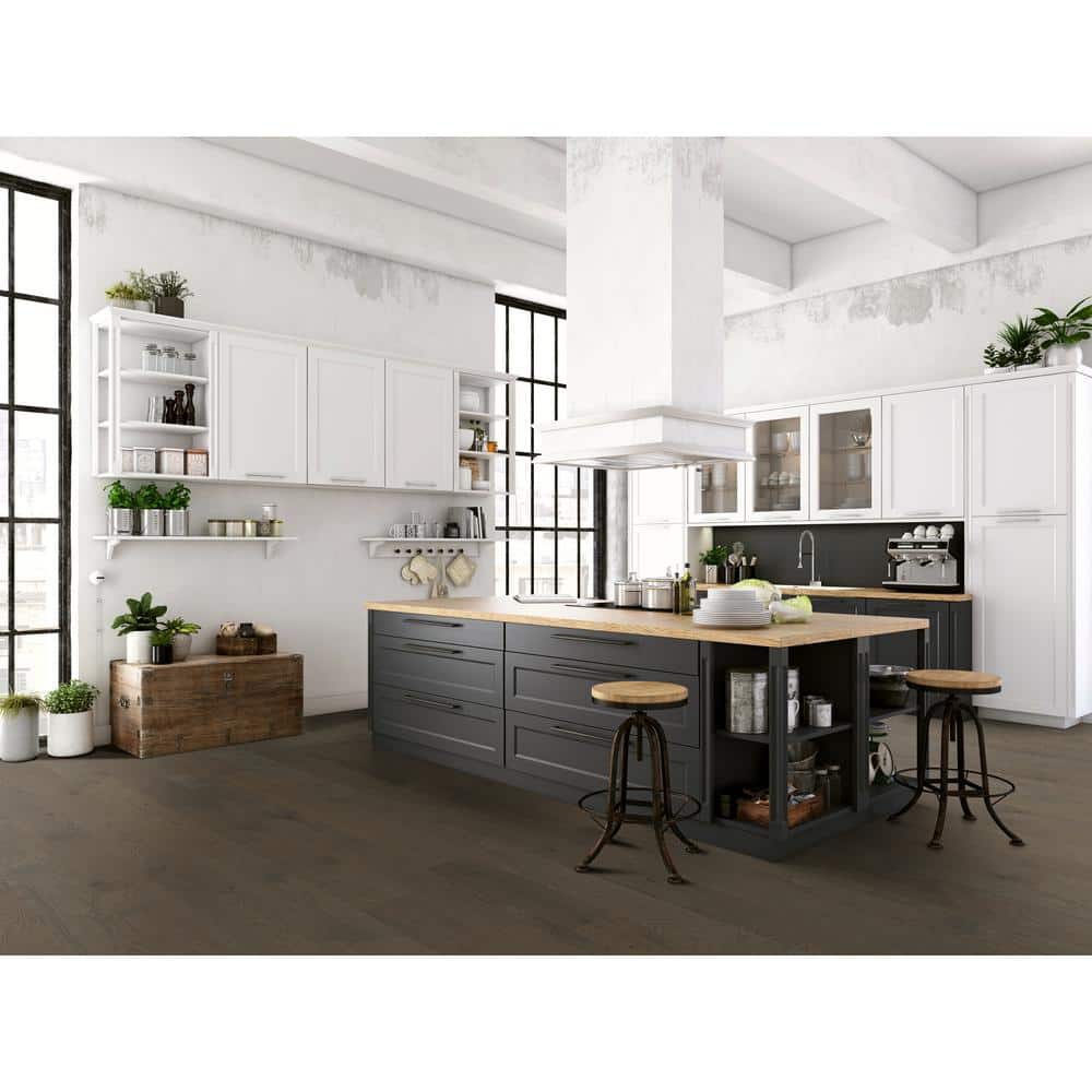 Blue Ridge Hardwood Flooring Castlebury Scarborough Grey White Oak 3/8 in. T x 6 in. W Click Lock Engineered Hardwood Flooring (30.5 sq. ft. /case)
