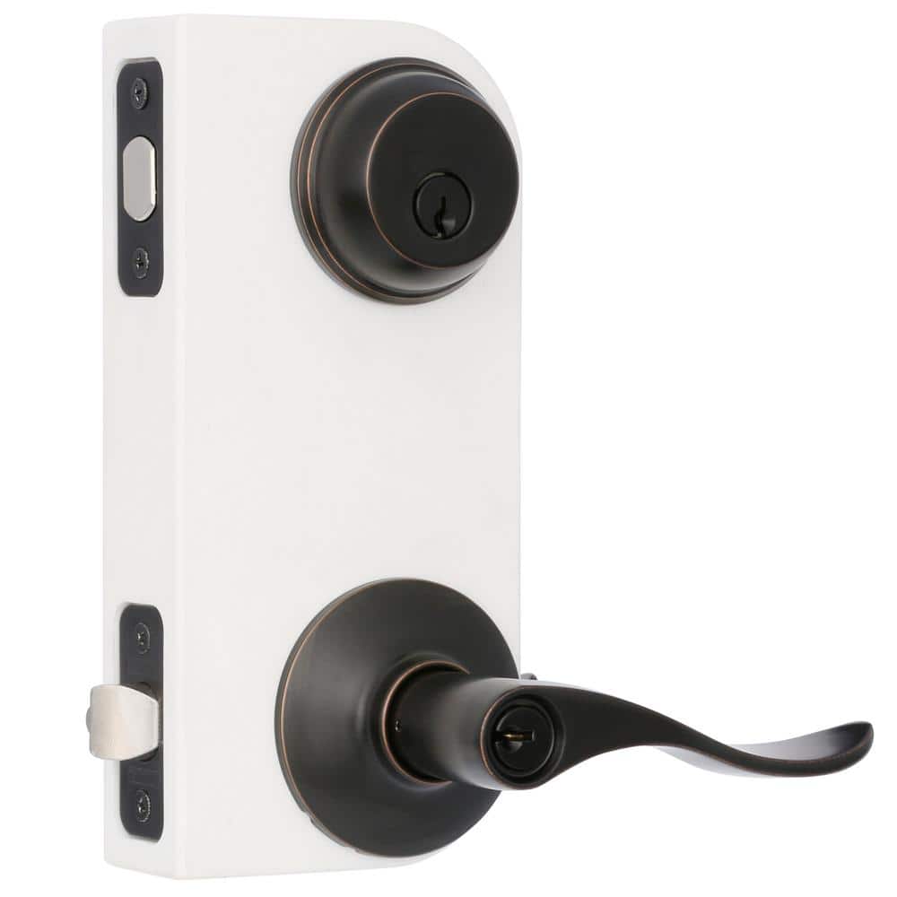 Schlage Accent Aged Bronze Single-Cylinder Deadbolt & Keyed Entry Lever Combo Pack, FB50N V ACC 716