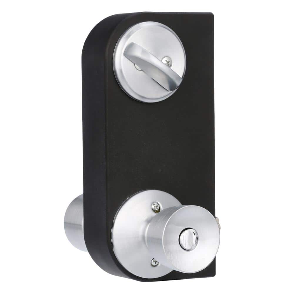 Schlage Satin Chrome Single Cylinder Deadbolt with Bell Entry Door Knob Combo Pack
