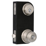 Schlage Satin Nickel Single Cylinder Deadbolt with Georgian Keyed Entry Door Knob Combo Pack
