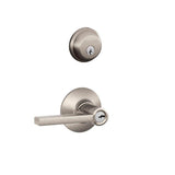 Schlage Satin Nickel Single Cylinder Deadbolt with Latitude Keyed Entry Lever Combo Pack