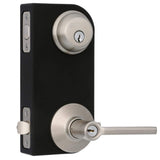 Schlage Satin Nickel Single Cylinder Deadbolt with Latitude Keyed Entry Lever Combo Pack