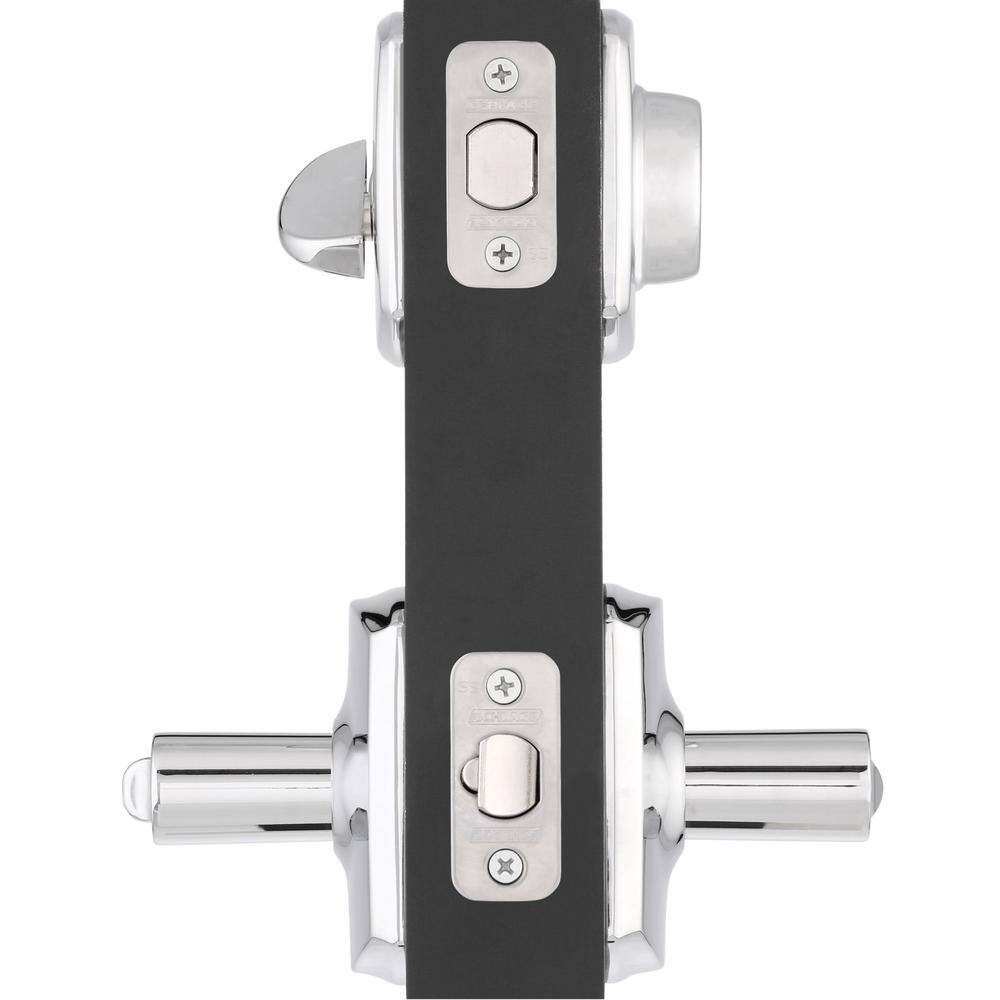Schlage Greenwich Bright Chrome Single Cylinder Deadbolt with Broadway Entry Door Lever Combo Pack