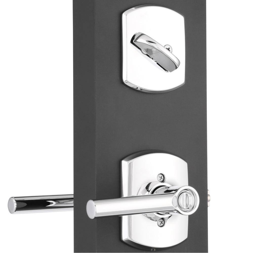 Schlage Greenwich Bright Chrome Single Cylinder Deadbolt with Broadway Entry Door Lever Combo Pack