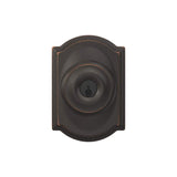 Schlage Camelot Aged Bronze Single Cylinder Deadbolt with Georgian Keyed Entry Door Knob Combo Pack