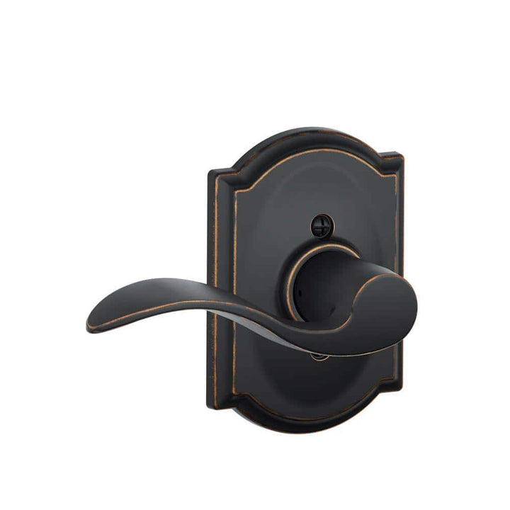 Schlage Accent Aged Bronze Left-Handed Dummy Door Lever with Camelot Trim