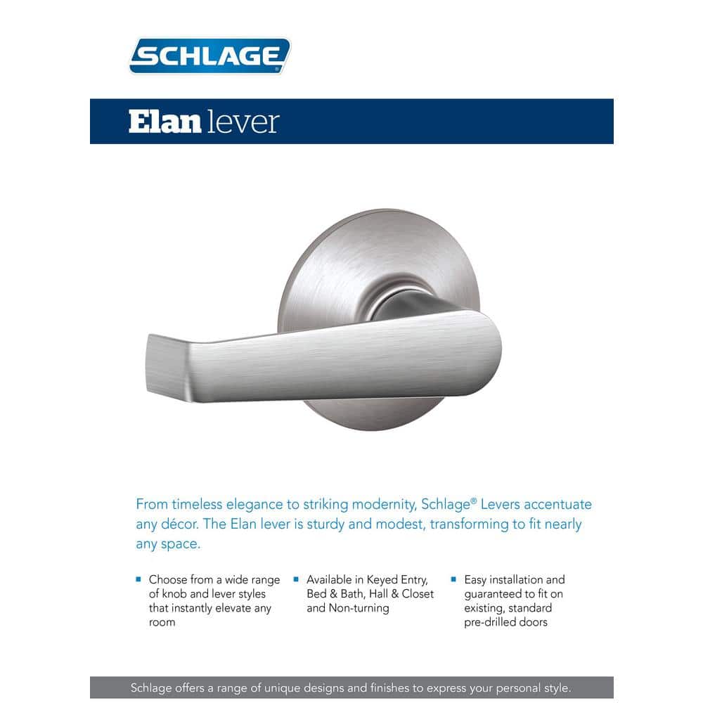 Schlage Elan Series Satin Chrome Dummy Door Lever