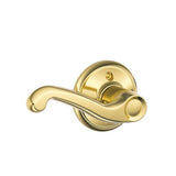 Schlage Flair Bright Brass Left-Handed Dummy Door Lever, Round Backplate