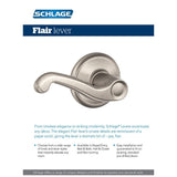 Schlage Flair Bright Brass Left-Handed Dummy Door Lever, Round Backplate