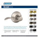 Schlage Accent Satin Nickel Right-Handed Dummy Door Lever with Camelot Trim
