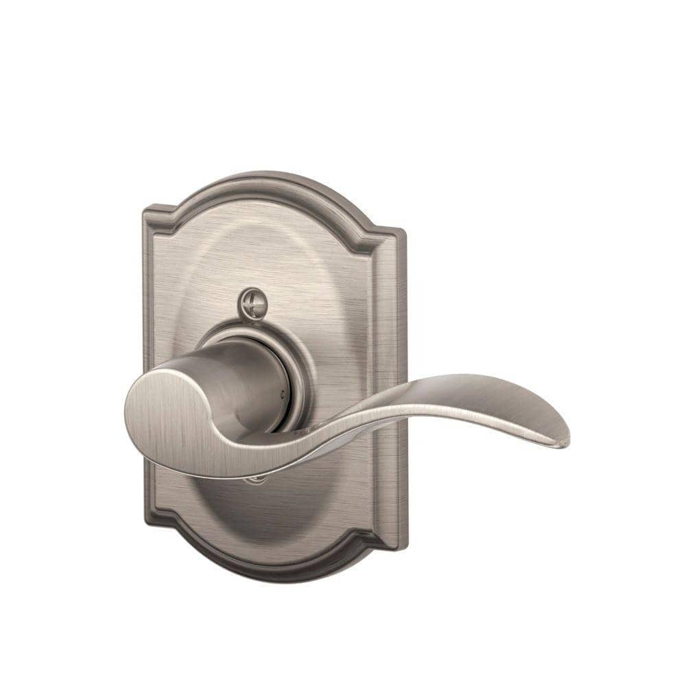 Schlage Accent Satin Nickel Right-Handed Dummy Door Lever with Camelot Trim