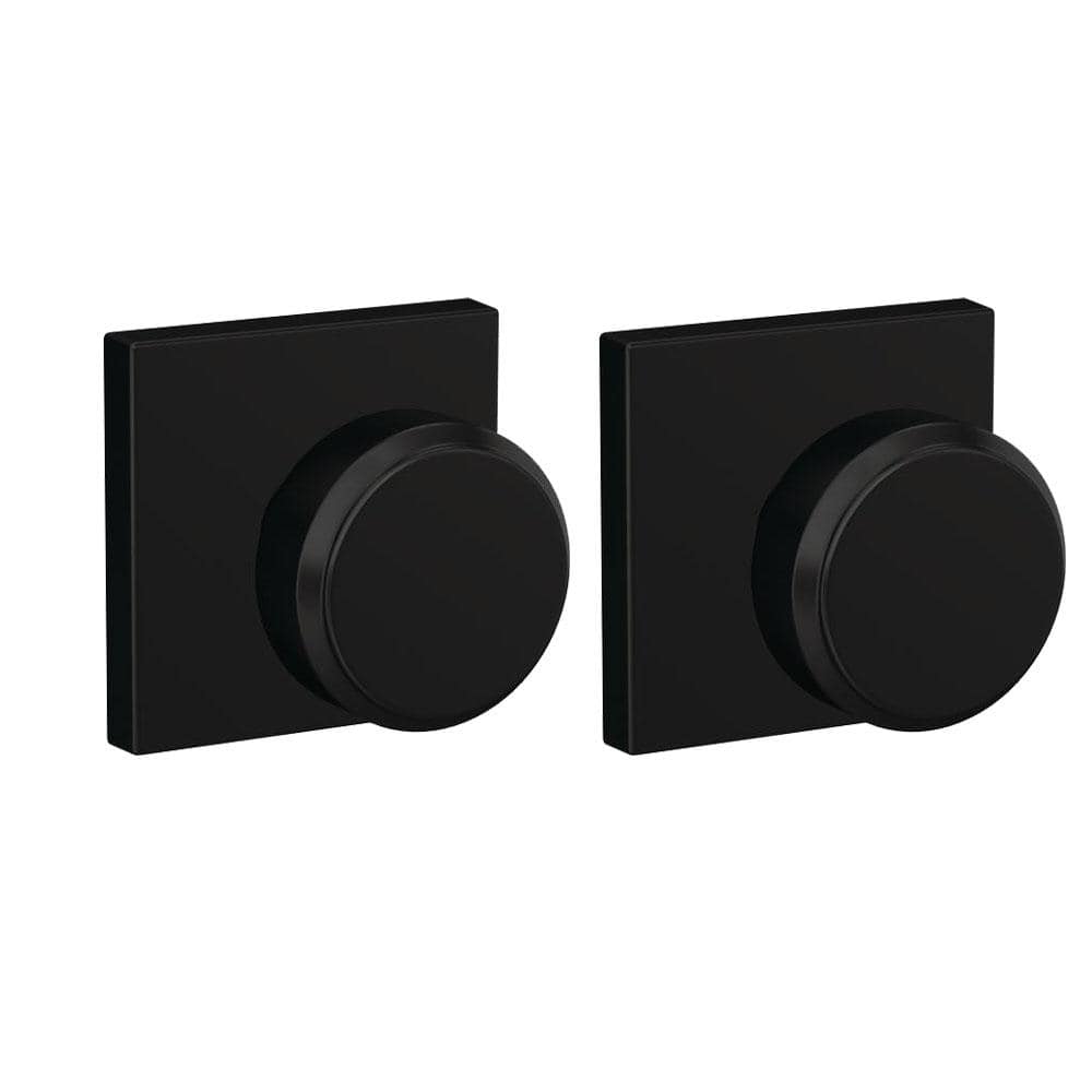 Schlage Custom Bowery Matte Black Collins Trim Dummy Door Knob (2-Pack)