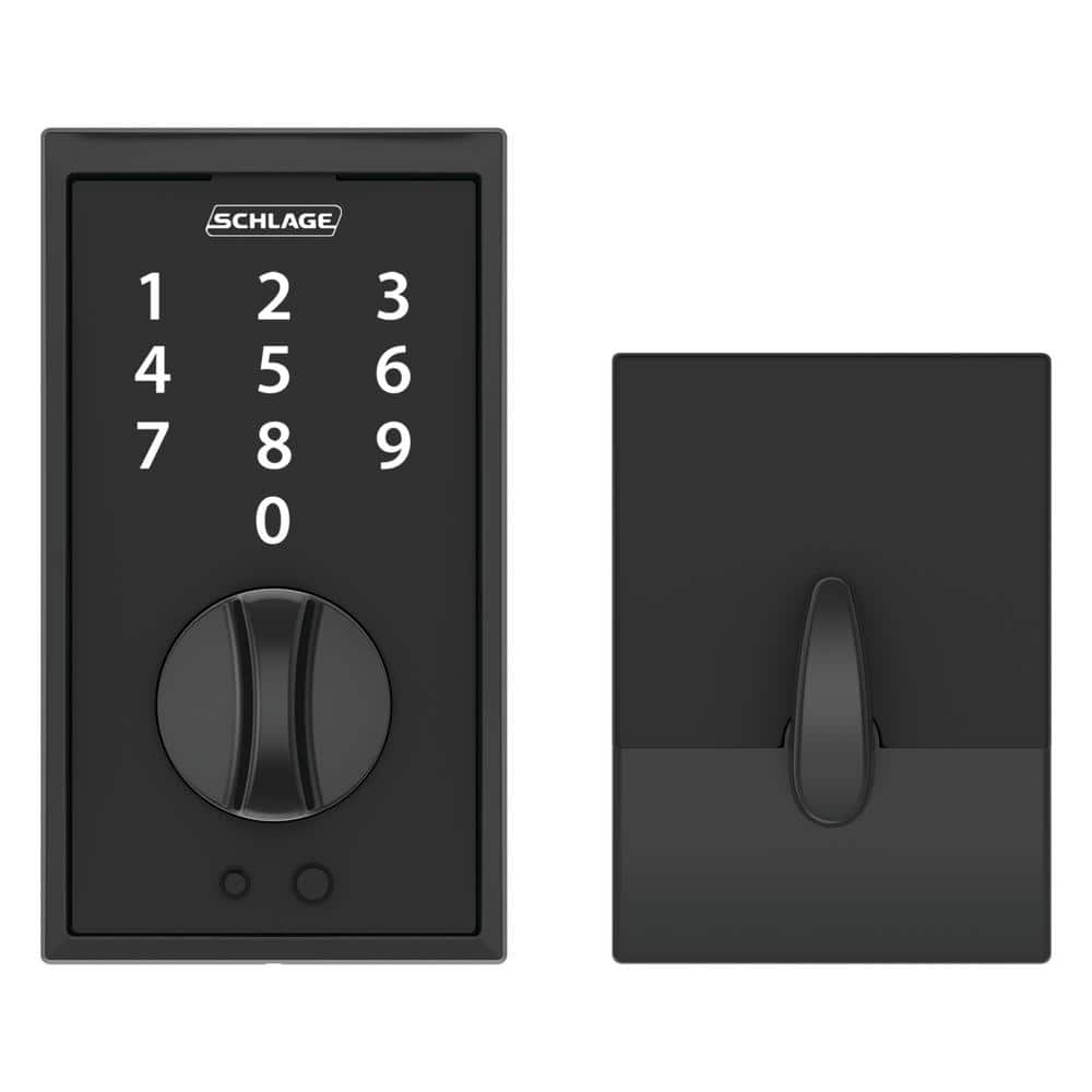 Schlage Century Matte Black Touch Electronic Keyless Deadbolt, BE375 V CEN 622