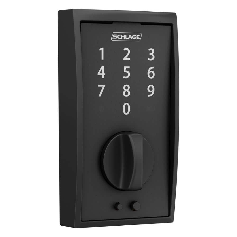 Schlage Century Matte Black Touch Electronic Keyless Deadbolt, BE375 V CEN 622