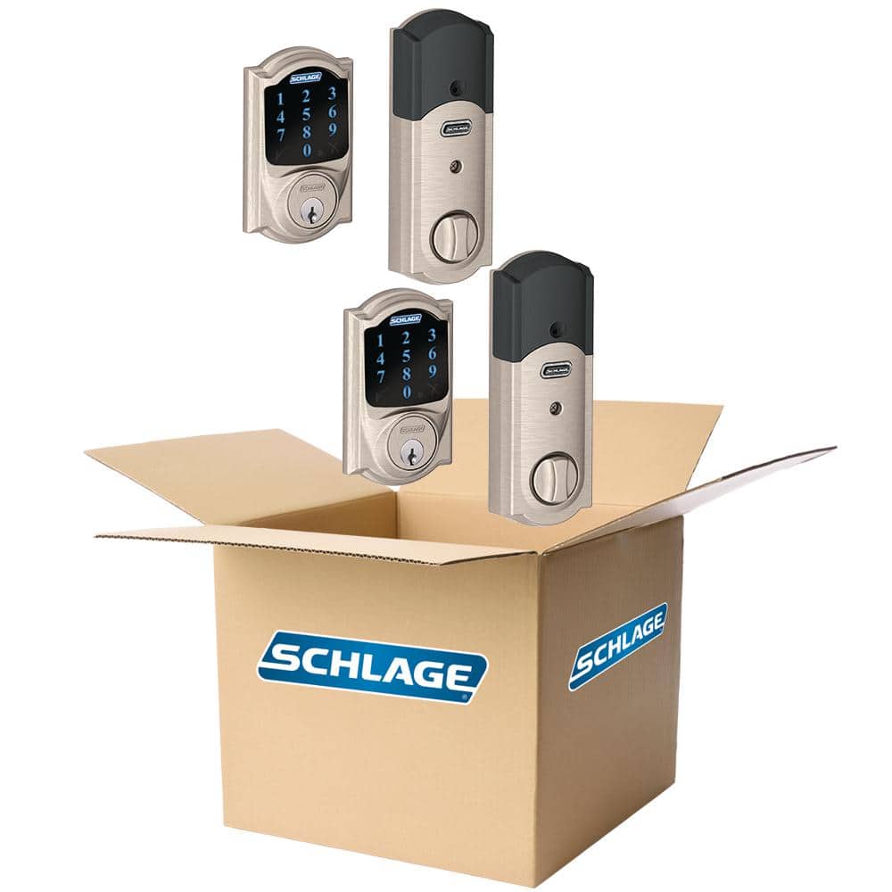 Schlage Camelot Satin Nickel Connect Smart Door Lock with Alarm (2-Pack)