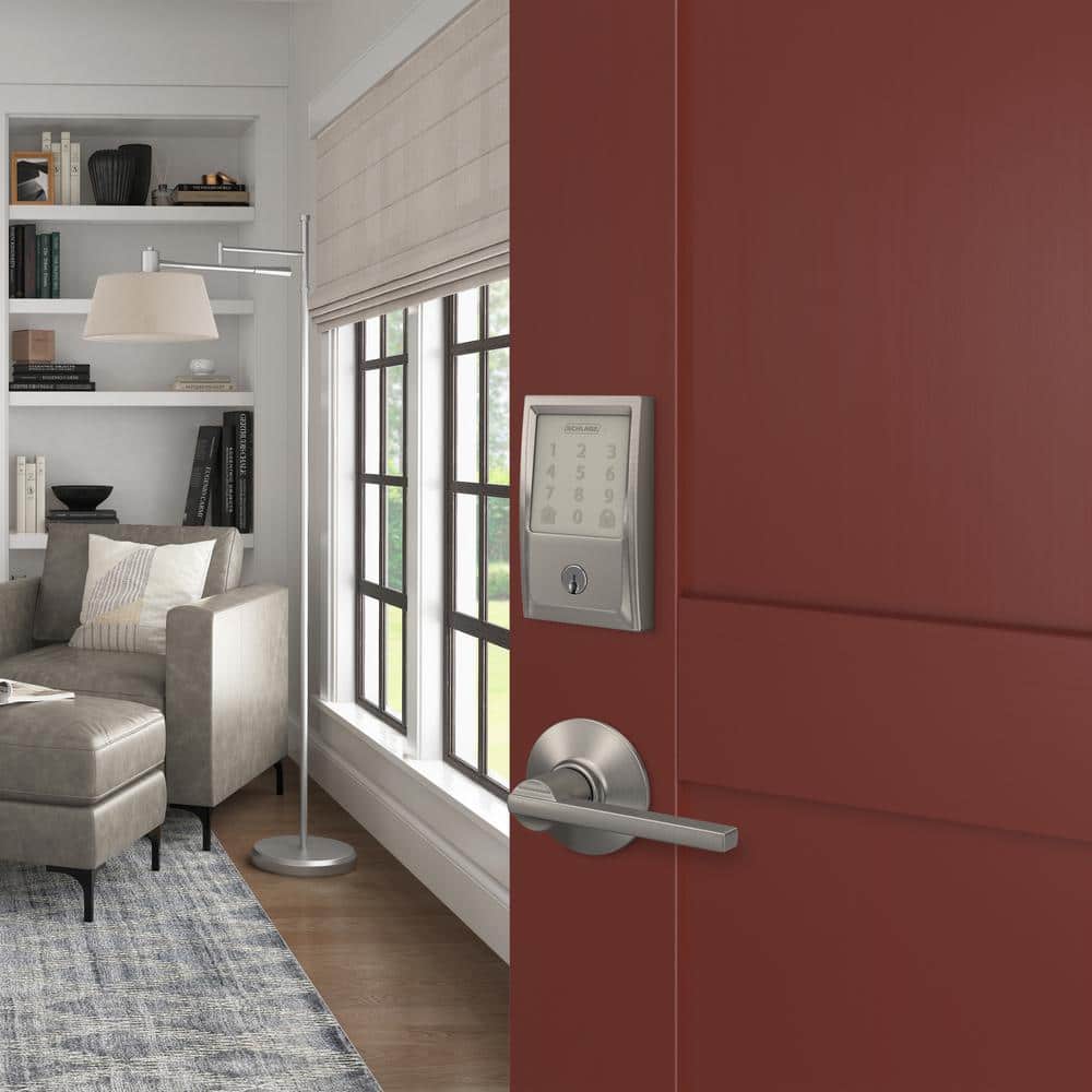 Schlage Century Satin Nickel Electronic Encode Smart WiFi Deadbolt with Alarm