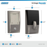 Schlage Century Satin Nickel Electronic Encode Smart WiFi Deadbolt with Alarm