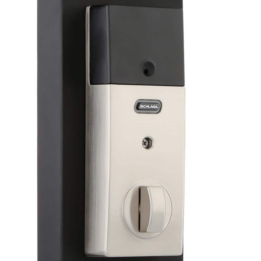 Schlage Century Satin Nickel Sense Smart Door Lock with Latitude Lever Door Handleset