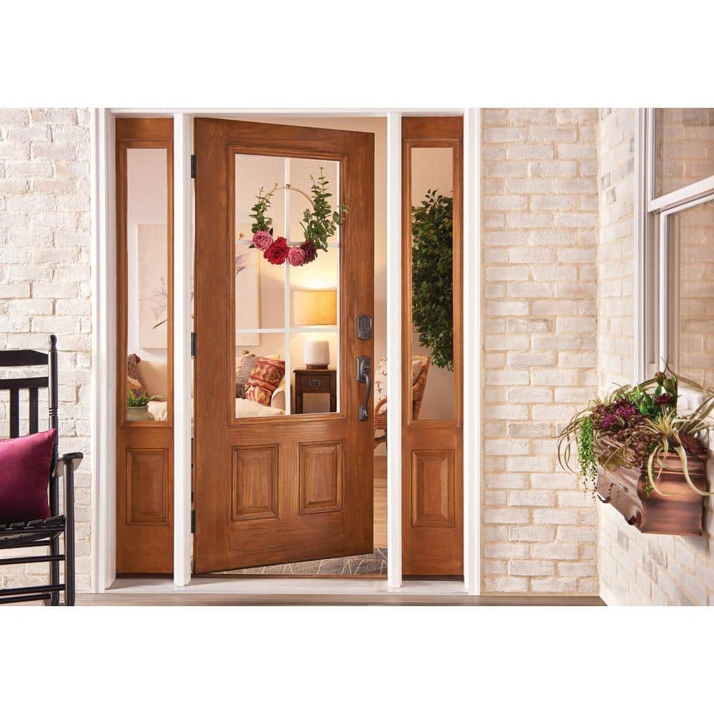 Camelot Aged Bronze Encode Smart Wi‑Fi Deadbolt with Alarm and Camelot Handle Set with Accent Lever, Camelot Trim