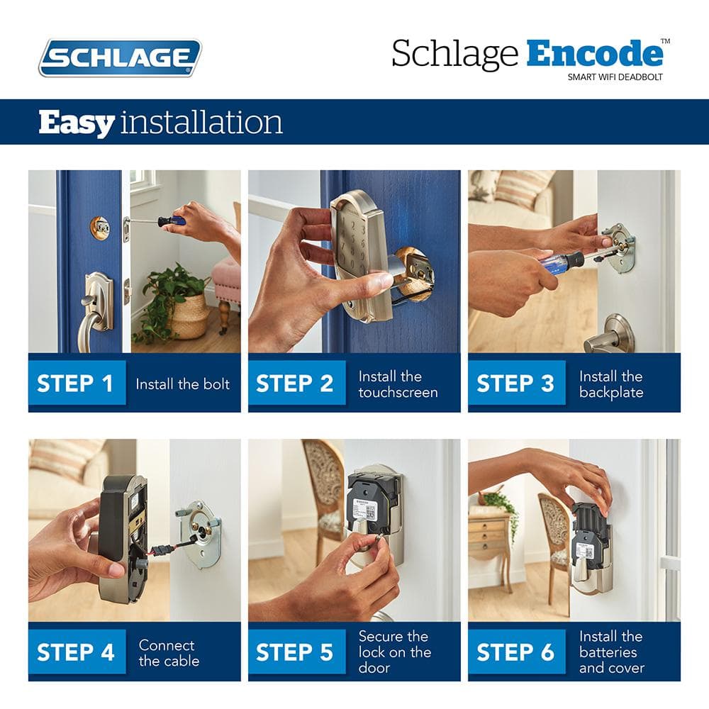 Camelot Aged Bronze Encode Smart Wi‑Fi Deadbolt with Alarm and Camelot Handle Set with Accent Lever, Camelot Trim
