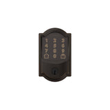 Camelot Aged Bronze Encode Smart Wi‑Fi Deadbolt with Alarm and Camelot Handle Set with Accent Lever, Camelot Trim