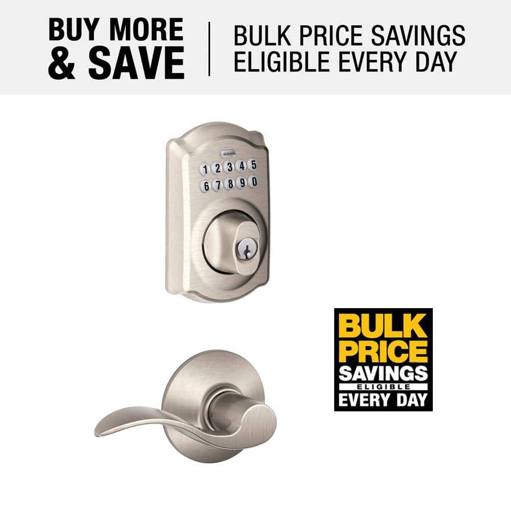 Schlage Camelot Satin Nickel Electronic Keypad Deadbolt with Accent Door Lever