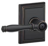 Schlage Birmingham Aged Bronze Privacy Bed/Bath Door Lever with Addison Trim