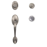 Schlage Custom Wakefield Satin Nickel Single Cylinder Door Handleset with Alexandria Glass Door Knob and Alden Trim