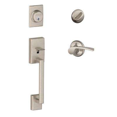 Baldwin Prestige Nautica Single Cylinder Satin Nickel Exterior Door Handleset with Tobin Door Lever Featuring SmartKey Security