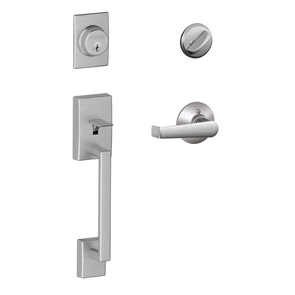 Schlage Century Satin Chrome Single Cylinder Deadbolt with Elan Lever Door Handleset