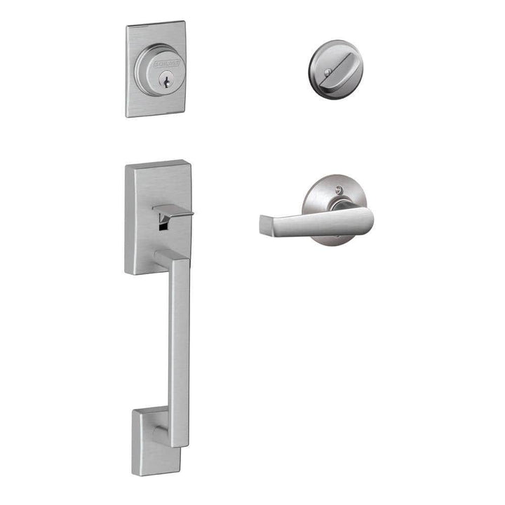 Schlage Century Satin Chrome Single Cylinder Deadbolt with Elan Lever Door Handleset