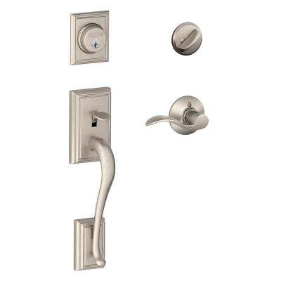 Schlage 
    Addison Satin Nickel Single Cylinder Deadbolt with Accent Lever Door Handleset - Super Arbor