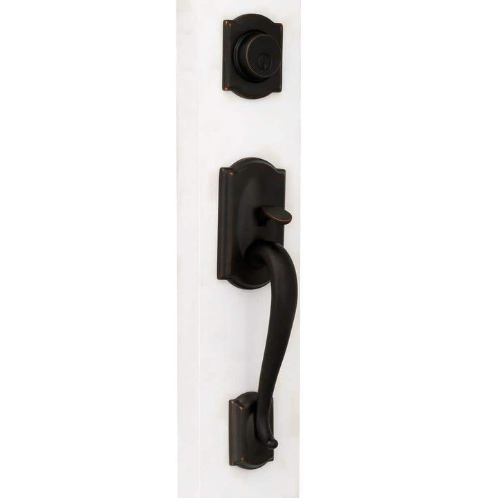 Schlage Camelot Aged Bronze Left-Handed Accent Lever Dummy Door Handleset