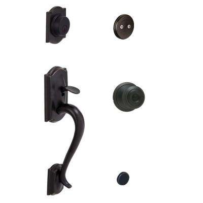 Schlage 
    Camelot Satin Nickel Double Cylinder Deadbolt with Georgian Knob Door Handleset - Super Arbor