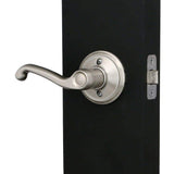 Schlage Plymouth Satin Nickel Entry Door Handle with Right-Handed Flair Lever