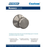 Schlage Custom Bowery Satin Nickel Century Trim Combined Interior Door Knob