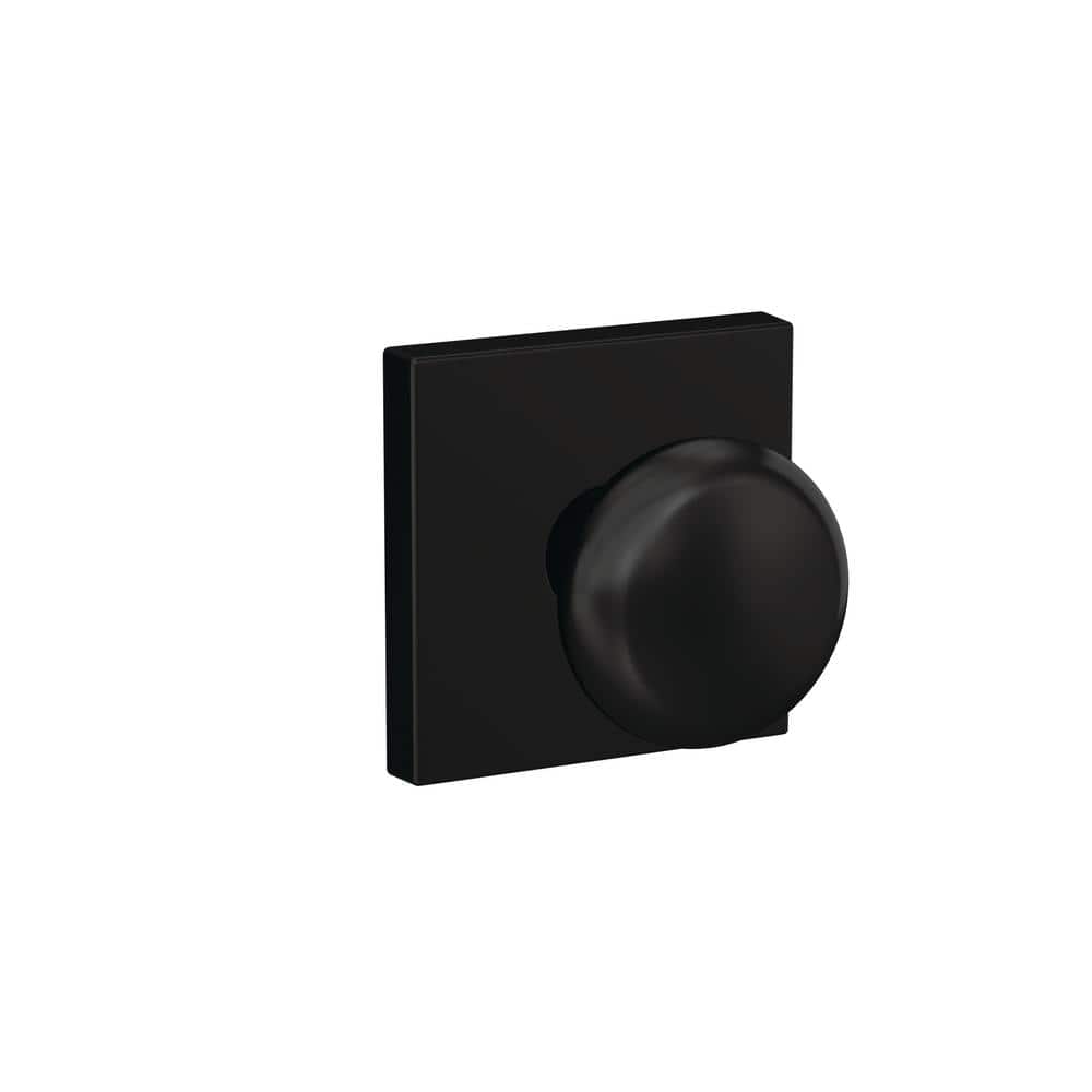 Schlage Custom Plymouth Matte Black Collins Trim Combined Interior Door Knob