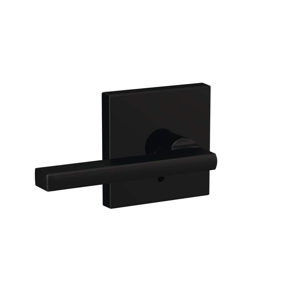 Schlage Custom Latitude Matte Black Interior Door Lever with Collins Trim (Combined Passage/Privacy)