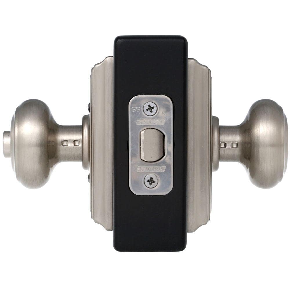 Schlage Georgian Satin Nickel Privacy Bed/Bath Door Knob with Addison Trim