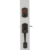 Schlage Camelot Aged Bronze Sense Smart Lock with Accent Lever Door Handleset