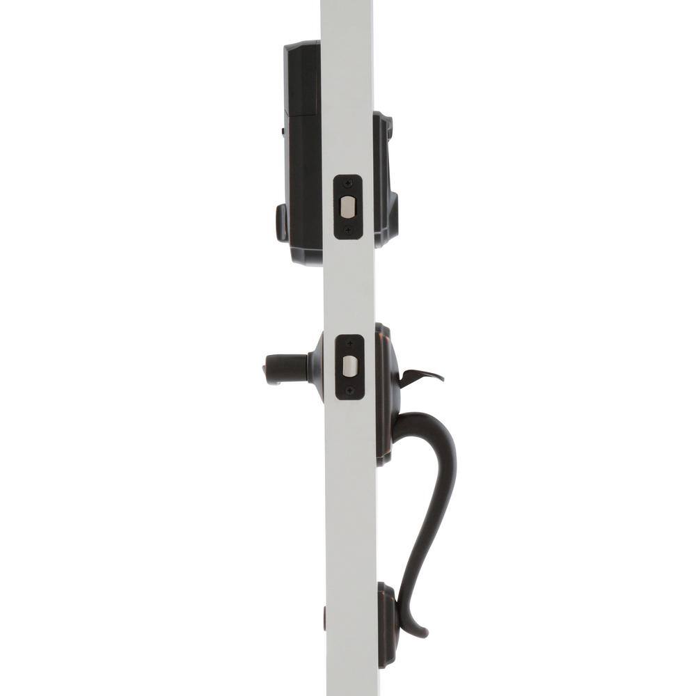 Schlage Camelot Aged Bronze Sense Smart Door Lock with Left-Handed Accent Lever Handleset