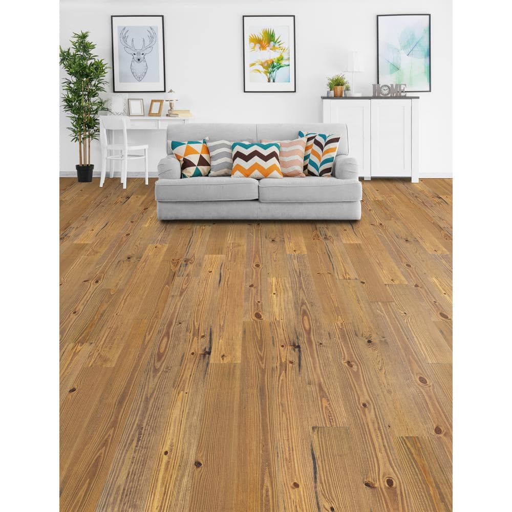 Honey Dew Pine 3/4 in. T x 5-1/8 in. W Hand Scraped Solid Hardwood Flooring (23.3 sq.ft./ case)