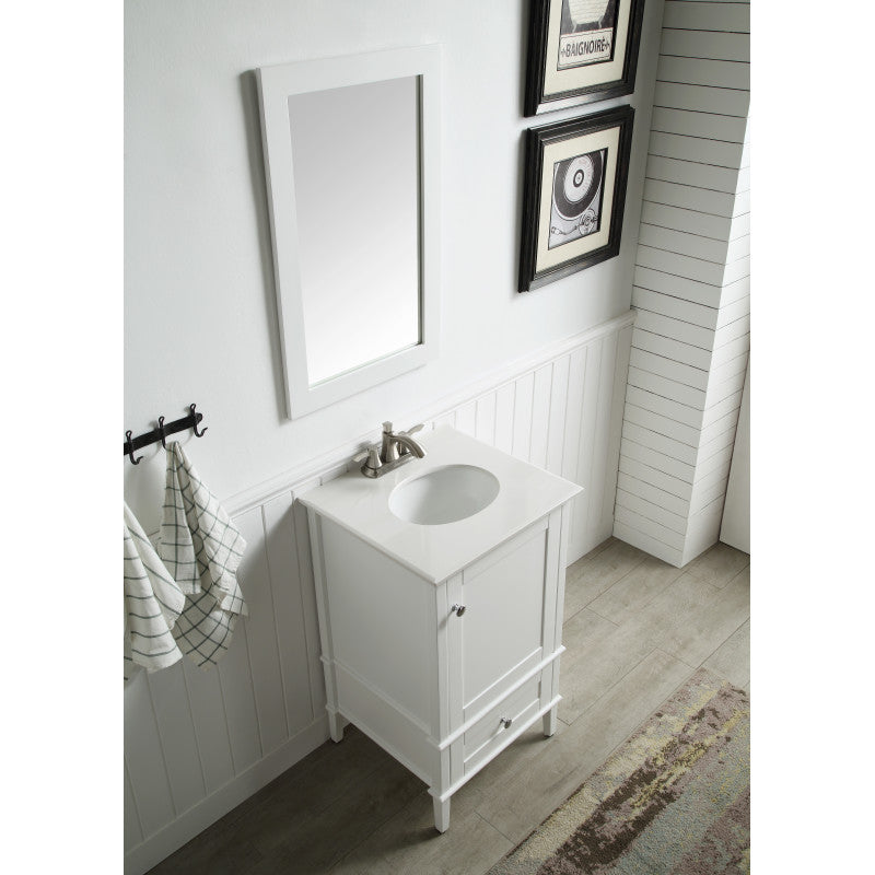 ANZZI Alexander Series 21-in Black Single Sink Bathroom Vanity with White Solid Surface Top (Mirror Included)